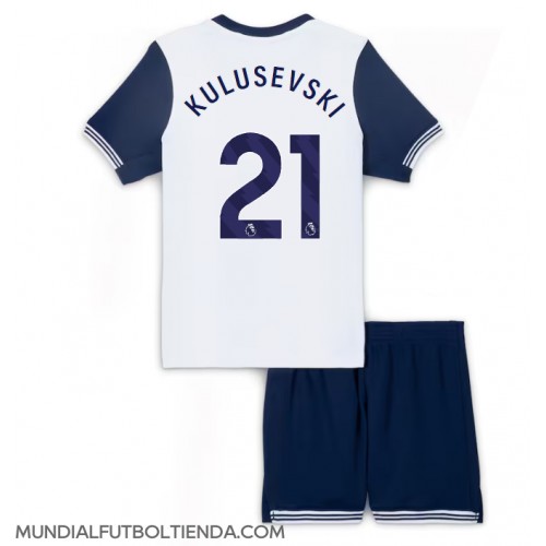 Camiseta Tottenham Hotspur Dejan Kulusevski #21 Primera Equipación Replica 2024-25 para niños mangas cortas (+ Pantalones cortos)